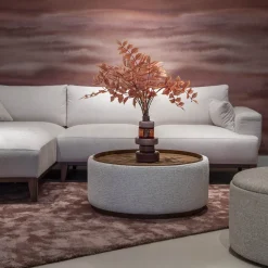 DÉJA Salontafel Marcia Beige/Walnoot Rond met Opbergruimte 83cm