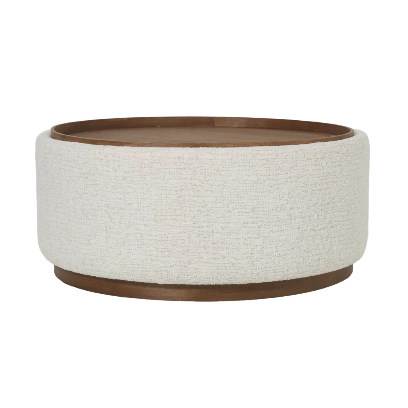 DÉJA Salontafel Marcia Beige/Walnoot Rond met Opbergruimte 83cm