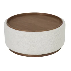 DÉJA Salontafel Marcia Beige/Walnoot Rond met Opbergruimte 83cm