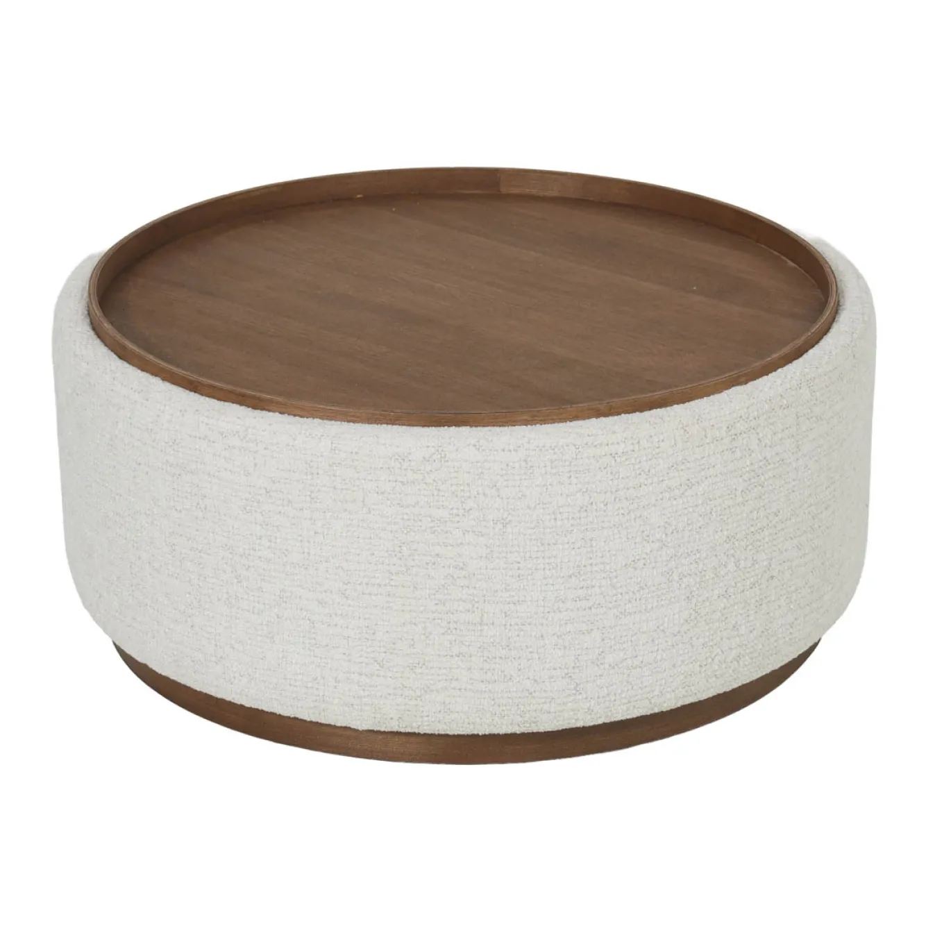 DÉJA Salontafel Marcia Beige/Walnoot Rond met Opbergruimte 83cm