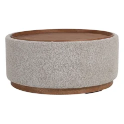 DÉJA Salontafel Marcia Taupe/Walnoot Rond met Opbergruimte 83cm