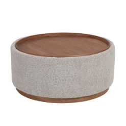 DÉJA Salontafel Marcia Taupe/Walnoot Rond met Opbergruimte 83cm