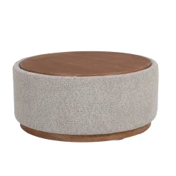 DÉJA Salontafel Marcia Taupe/Walnoot Rond met Opbergruimte 83cm