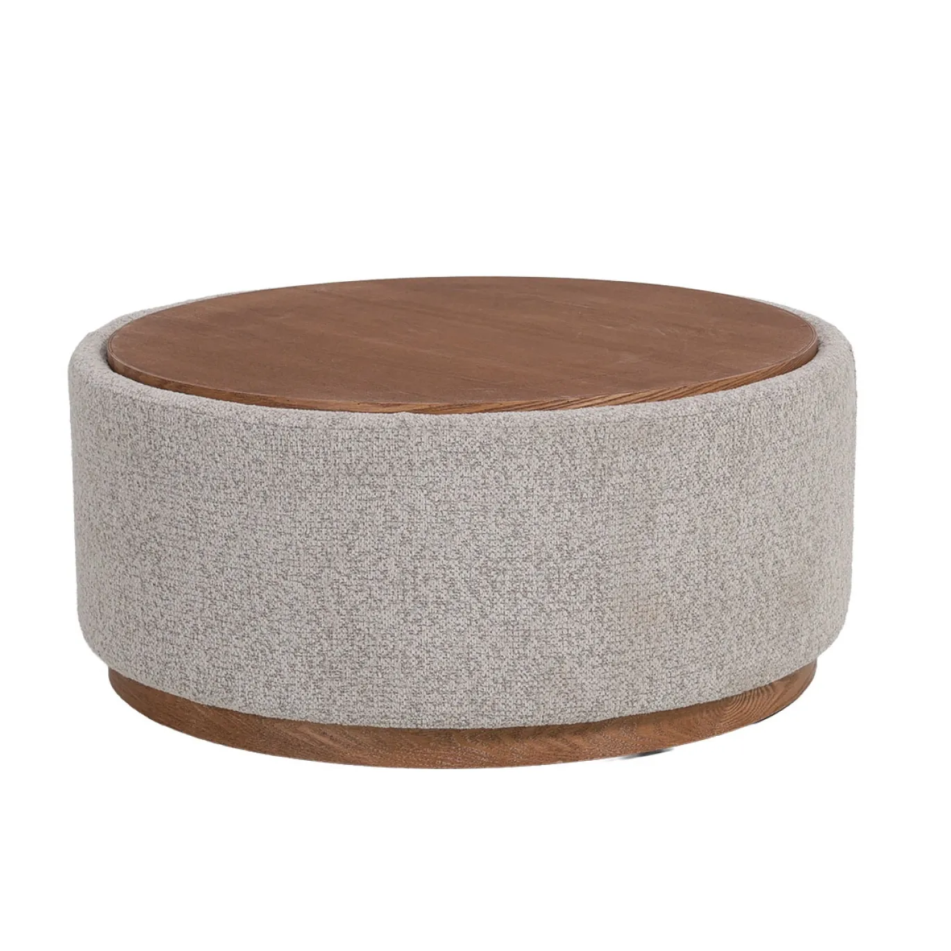 DÉJA Salontafel Marcia Taupe/Walnoot Rond met Opbergruimte 83cm