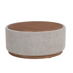 DÉJA Salontafel Marcia Taupe/Walnoot Rond met Opbergruimte 83cm