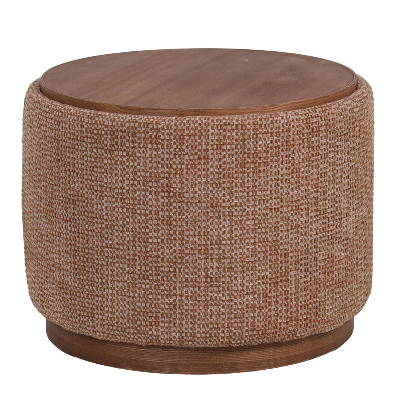 DÉJA Salontafel Marcia Terra/Walnoot Chenille Rond met Opbergruimte 55cm