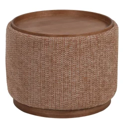 DÉJA Salontafel Marcia Terra/Walnoot Chenille Rond met Opbergruimte 55cm
