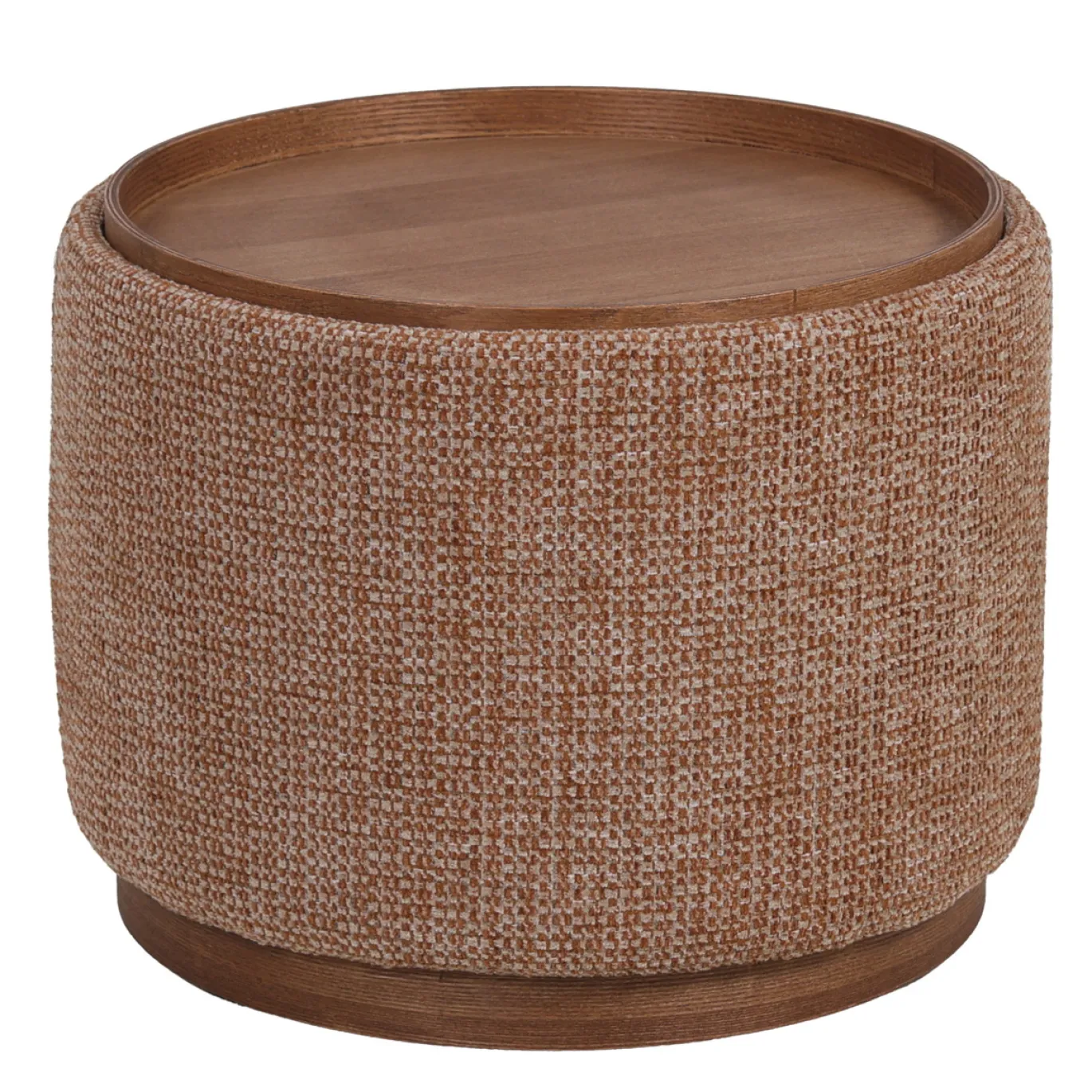 DÉJA Salontafel Marcia Terra/Walnoot Chenille Rond met Opbergruimte 55cm