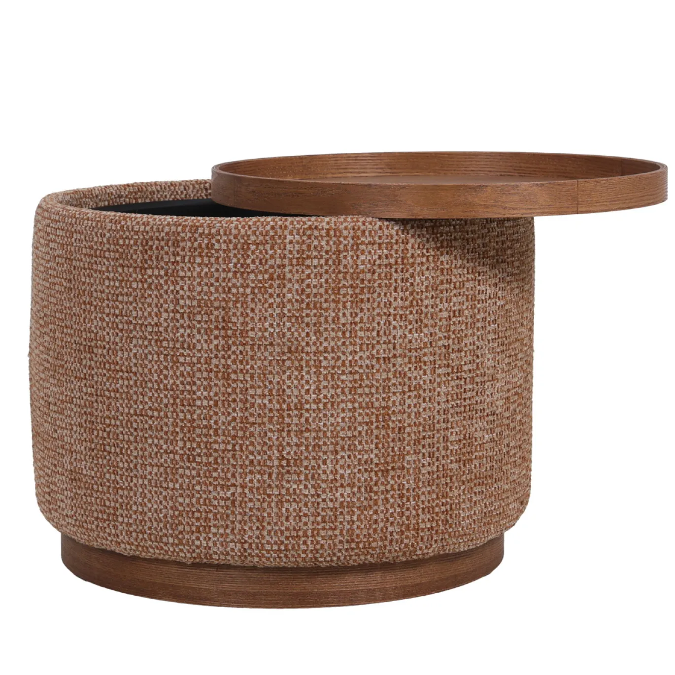 DÉJA Salontafel Marcia Terra/Walnoot Chenille Rond met Opbergruimte 55cm