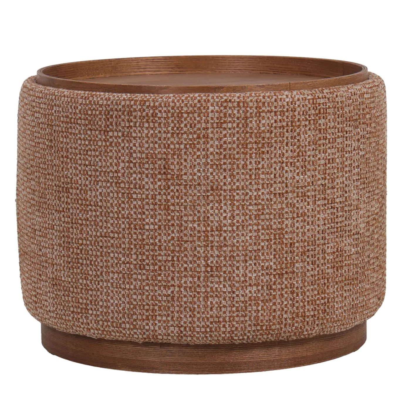 DÉJA Salontafel Marcia Terra/Walnoot Chenille Rond met Opbergruimte 55cm