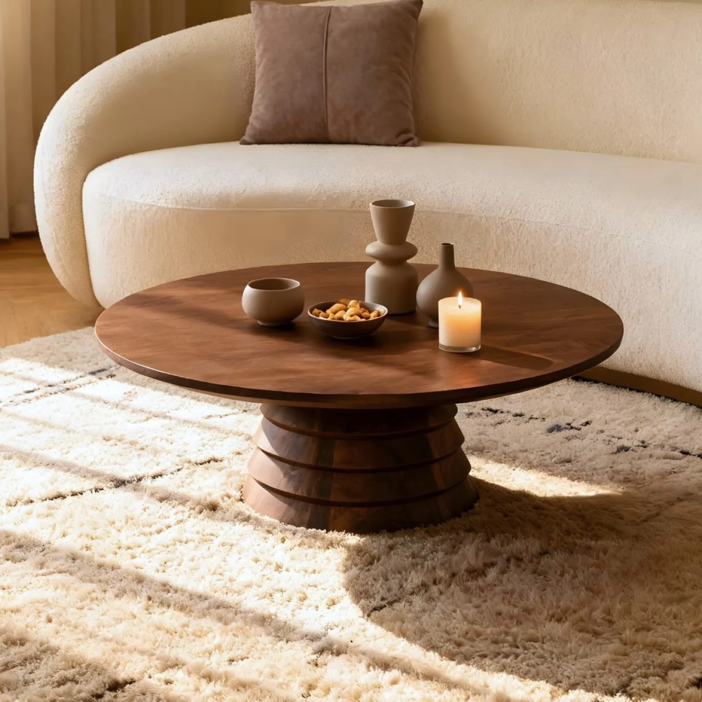DÉJA Salontafel Marín Walnoot Rond 90cm