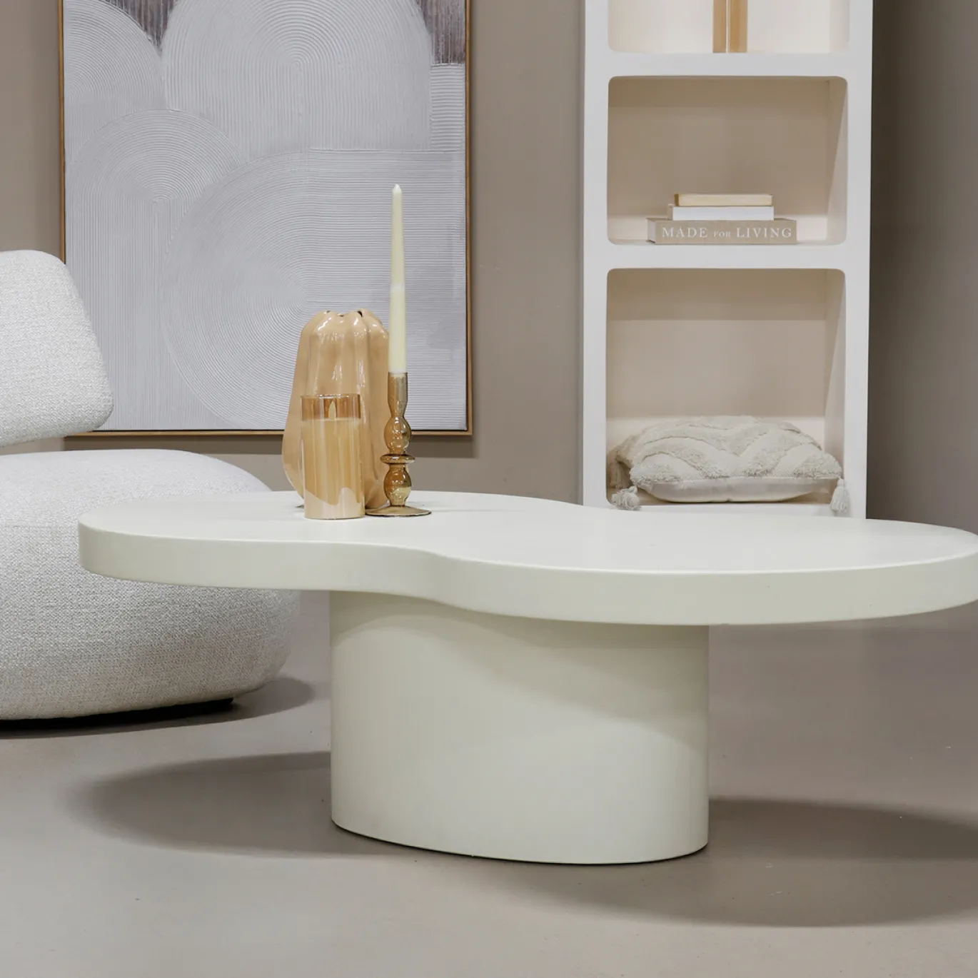 DÉJA Salontafel Olive Wit Organisch 120cm