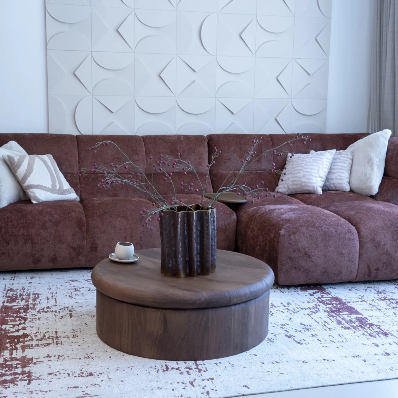 DÉJA Salontafel Rota Walnoot Rond 90cm
