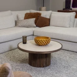 DÉJA Salontafel Tervo Donkerbruin Marmer Rond 80cm