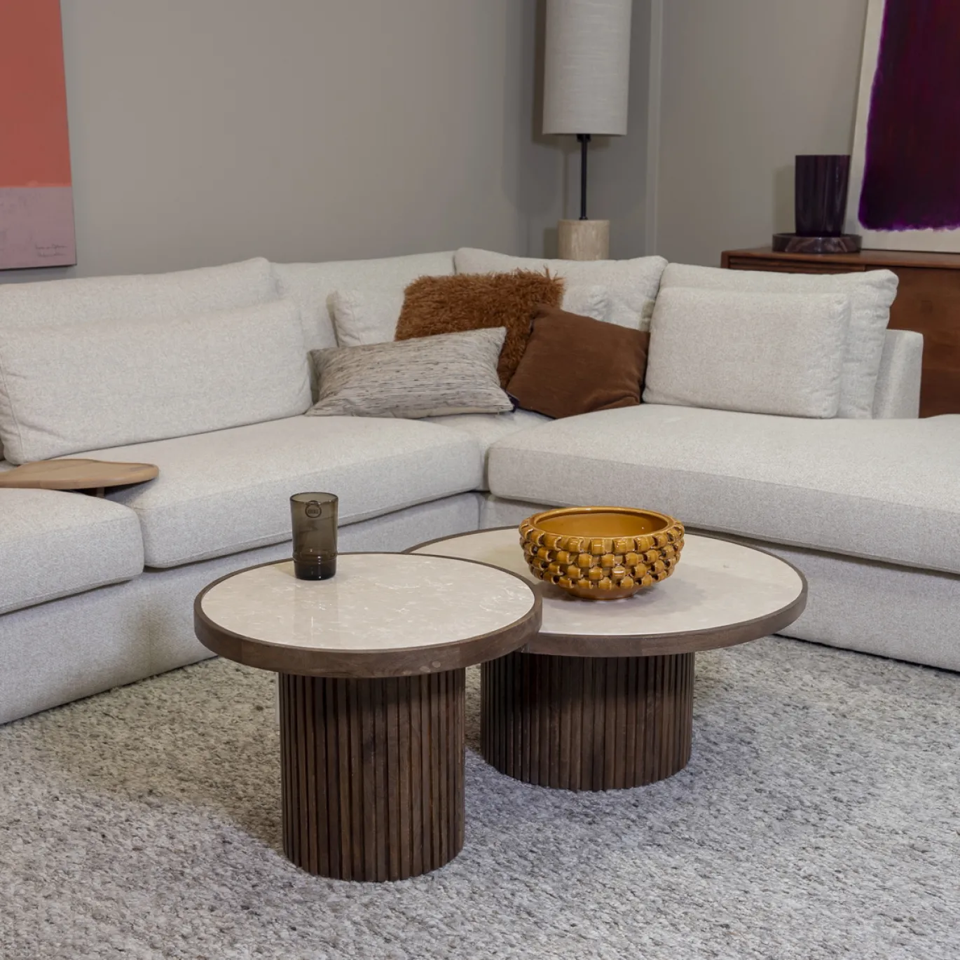 DÉJA Salontafel Tervo Donkerbruin Marmer Rond 80cm