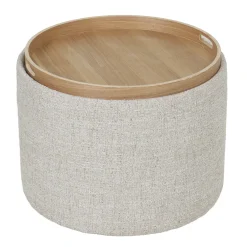 DÉJA Salontafel Zara Beige/Naturel Rond met Opbergruimte 55cm