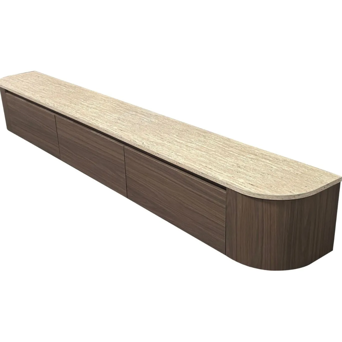DÉJA Zwevend Tv-meubel Fika Walnoot Travertin 272cm