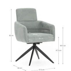Draaifauteuil Aixa Turquoise / Zwart - Giga Meubel