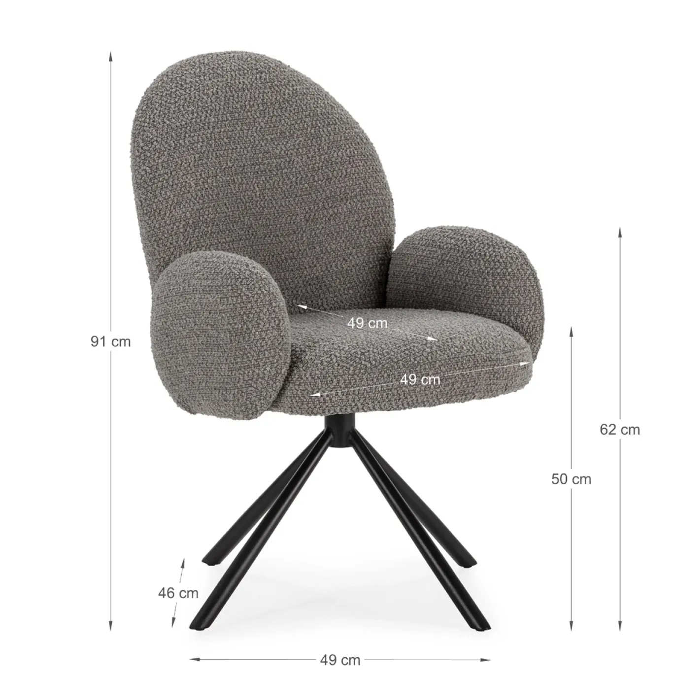 Draaifauteuil Dario Lichtgrijs - Giga Meubel