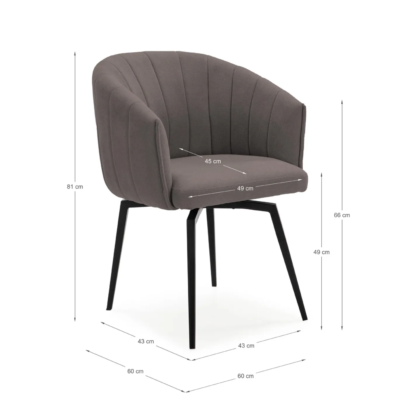 Draaifauteuil Enka Donkergrijs - Giga Meubel