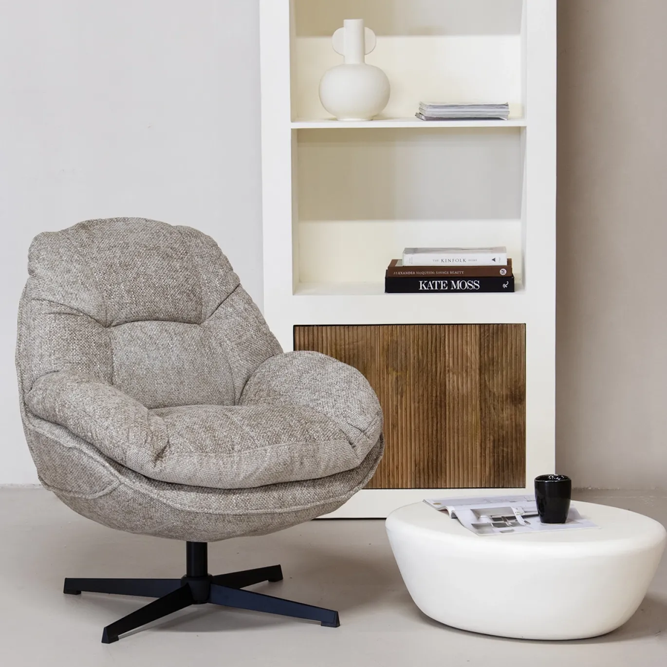 Draaifauteuil Leonne Taupe - Giga Meubel