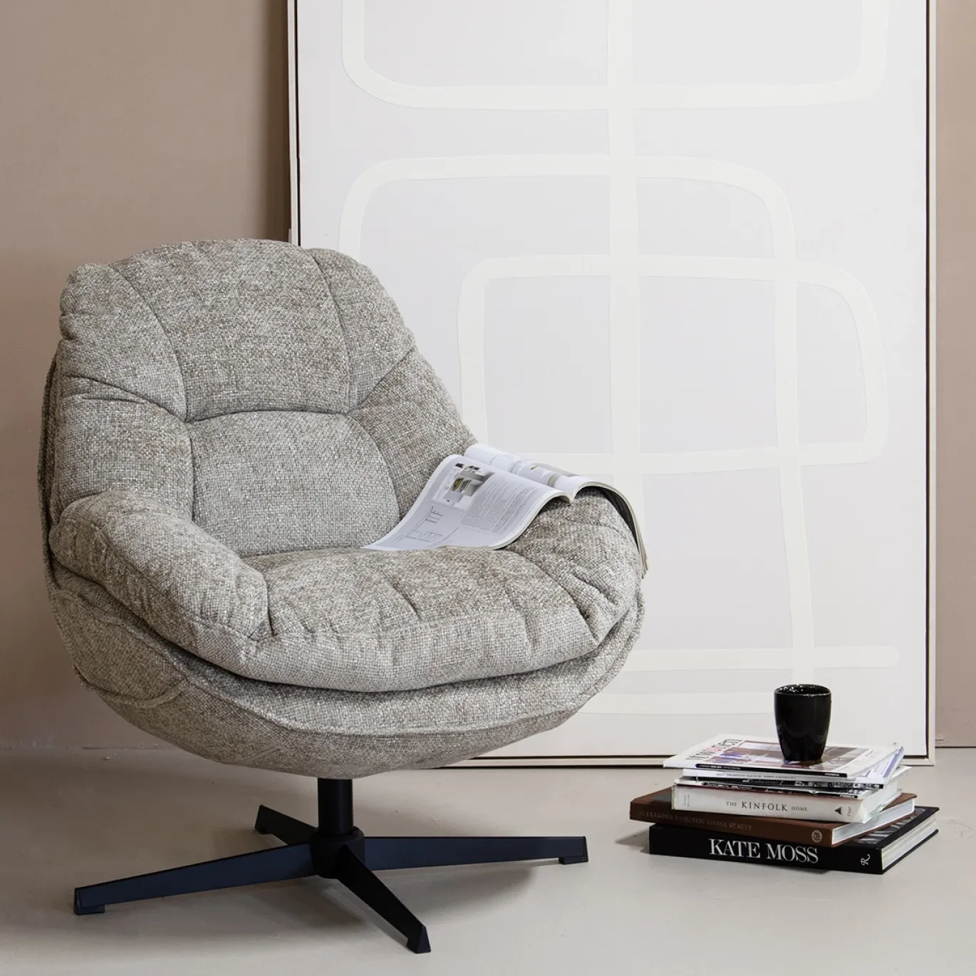 Draaifauteuil Leonne Taupe - Giga Meubel