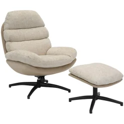Draaifauteuil Liane Beige met Voetenbankje - Giga Meubel