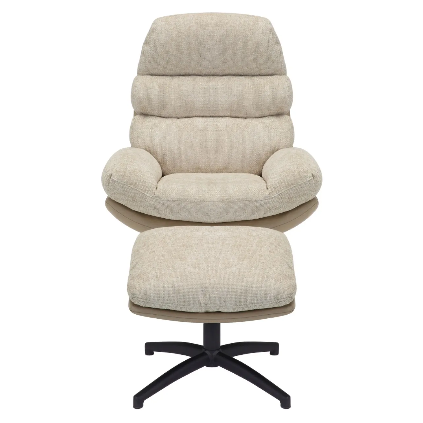 Draaifauteuil Liane Beige met Voetenbankje - Giga Meubel