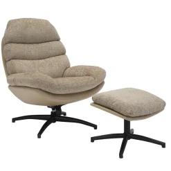 Draaifauteuil Liane Taupe met Voetenbankje - Giga Meubel