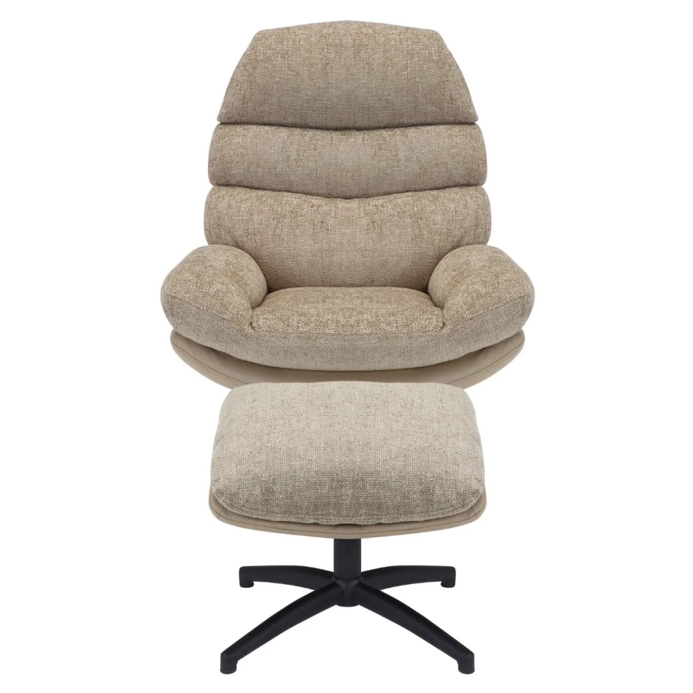 Draaifauteuil Liane Taupe met Voetenbankje - Giga Meubel
