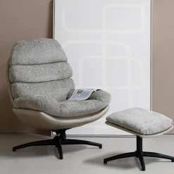 Draaifauteuil Liane Taupe met Voetenbankje - Giga Meubel