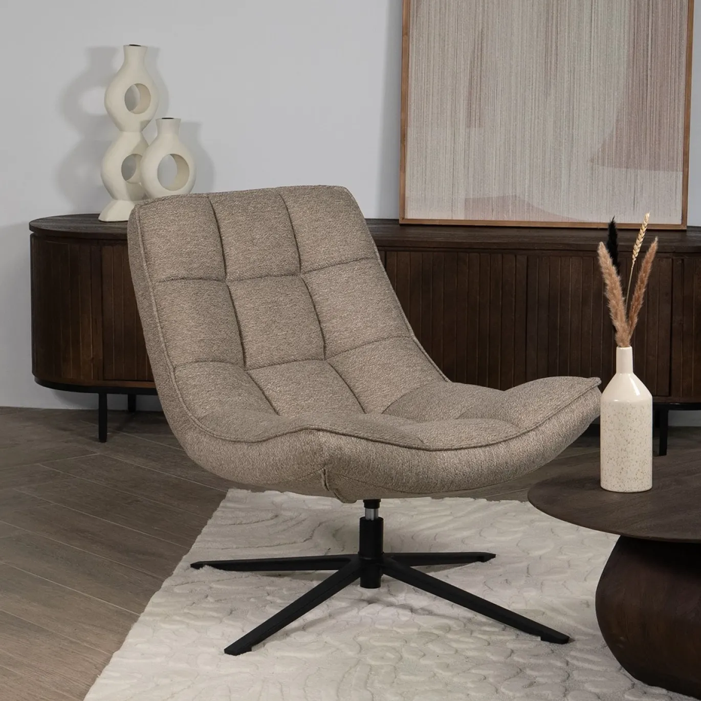 Draaifauteuil Mattis Taupe - Giga Meubel