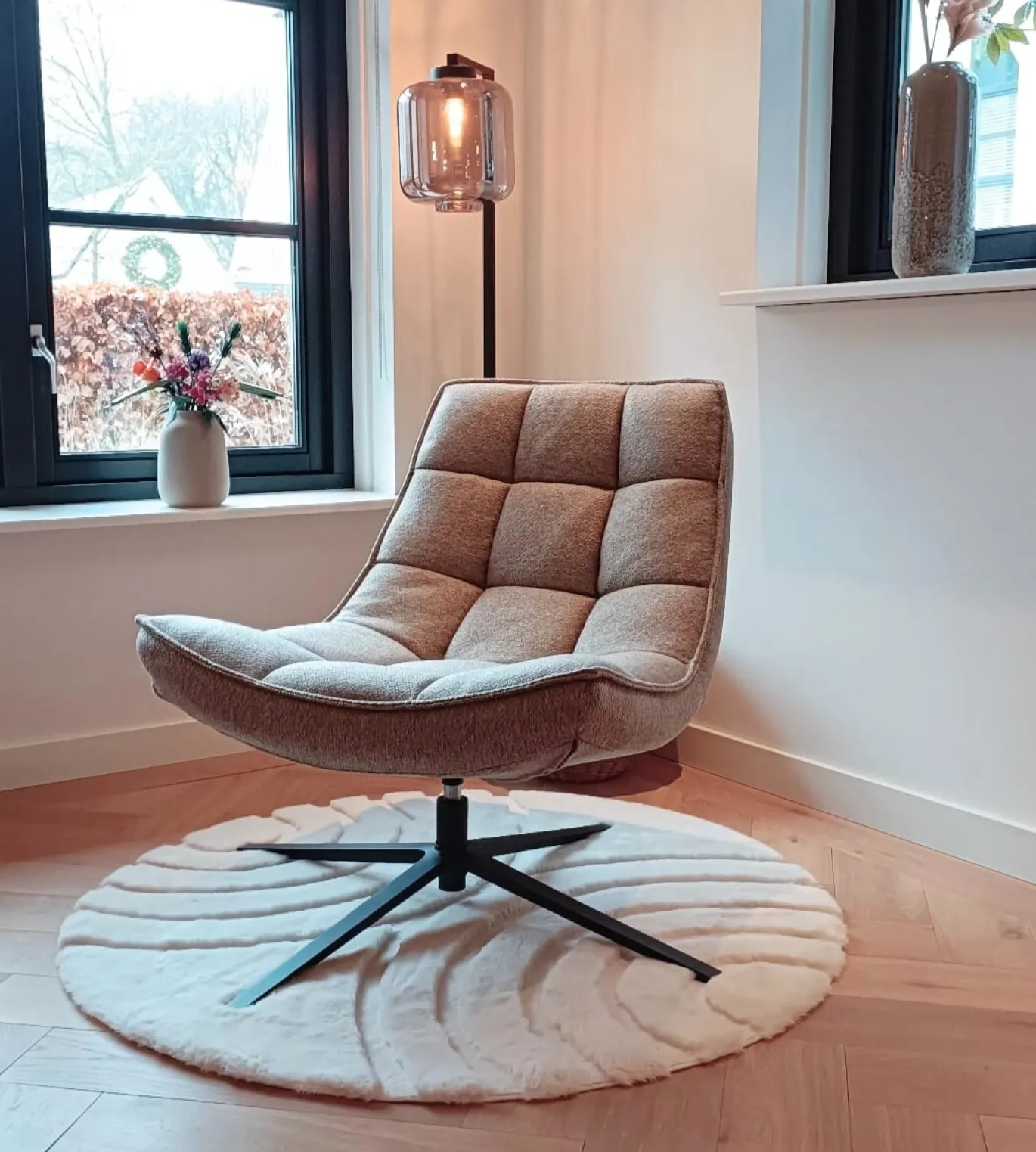 Draaifauteuil Mattis Taupe - Giga Meubel