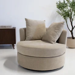 Draaifauteuil Thony Luxe Rond Taupe - Giga Meubel
