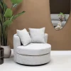 Draaifauteuil Thony Rond Beige Chenille - Giga Meubel