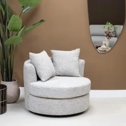 Draaifauteuil Thony Rond Beige Chenille - Giga Meubel