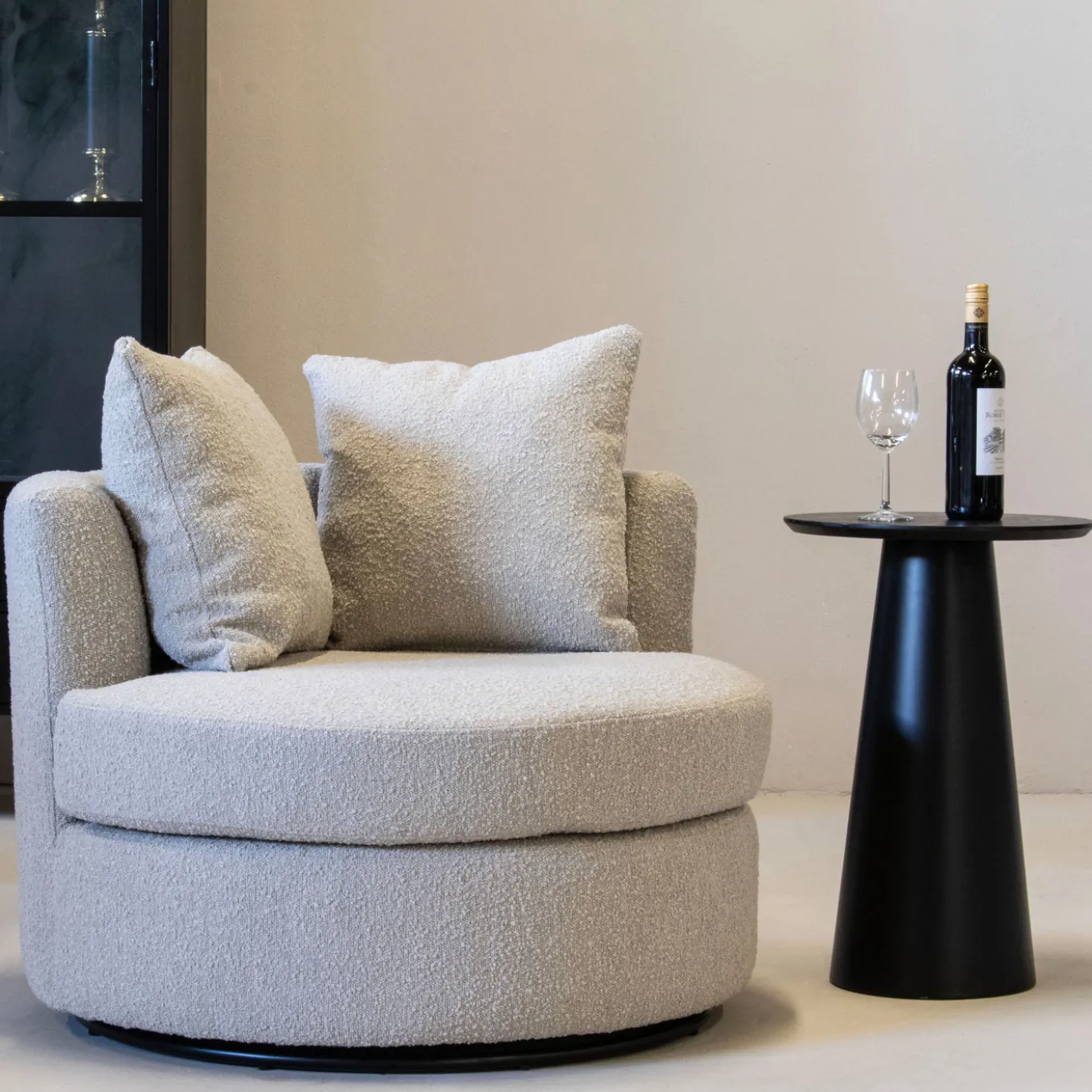 Draaifauteuil Thony Rond Taupe - Giga Meubel