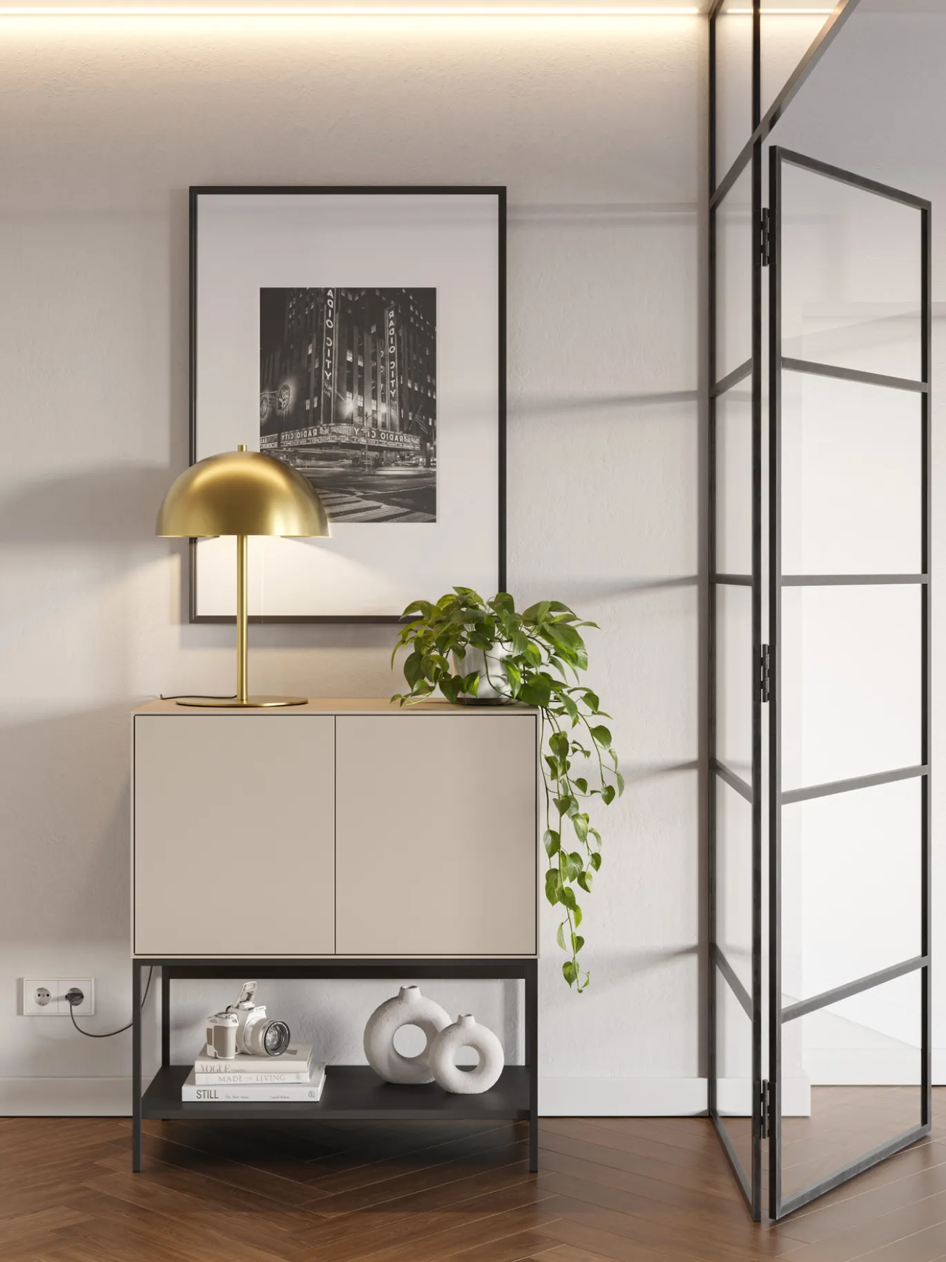 Dressoir Amira 2d Crème/zwart - Giga Meubel