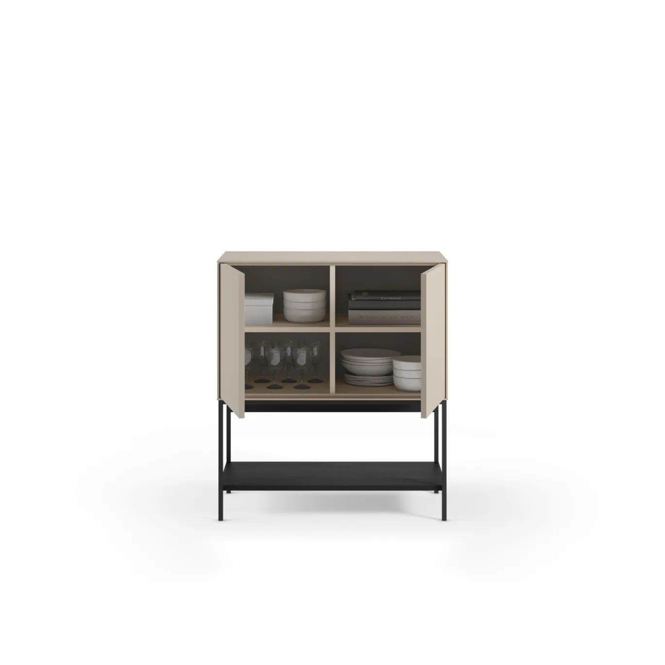 Dressoir Amira 2d Crème/zwart - Giga Meubel