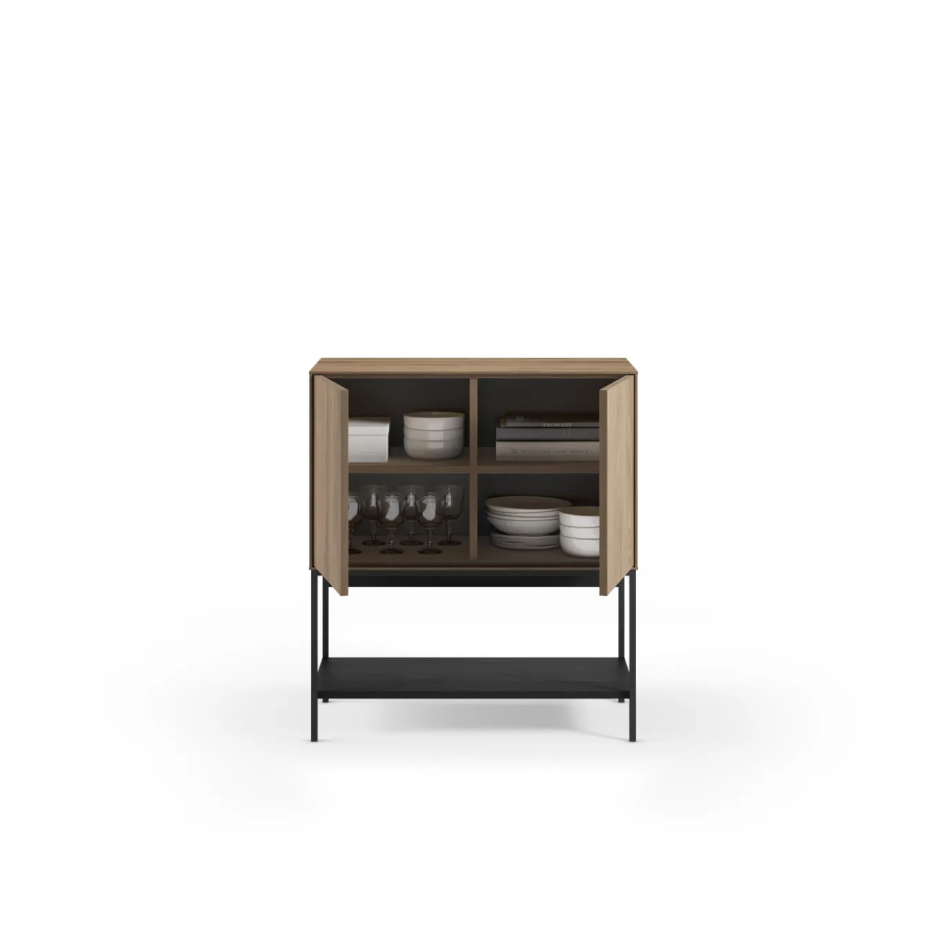 Dressoir Amira 2d Eiken-ud/zwart - Giga Meubel