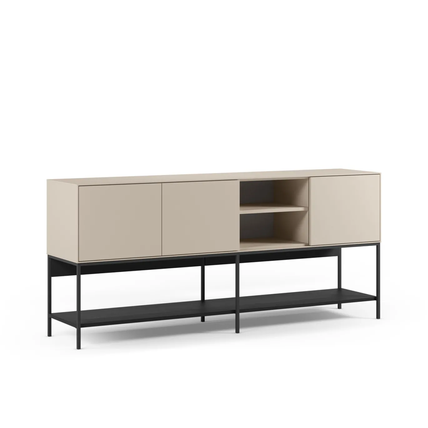 Dressoir Amira 3d2v 180cm Crème/zwart - Giga Meubel