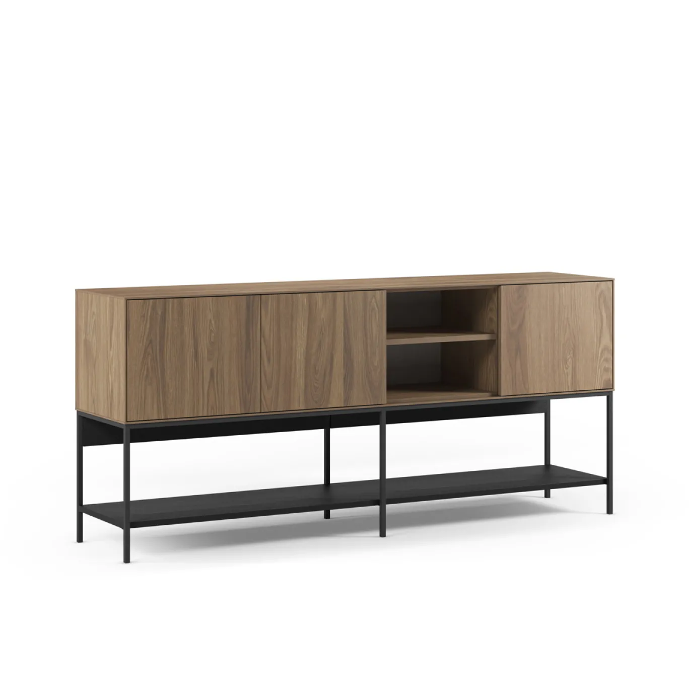 Dressoir Amira 3d2v 180cm Eiken-ud/zwart - Giga Meubel