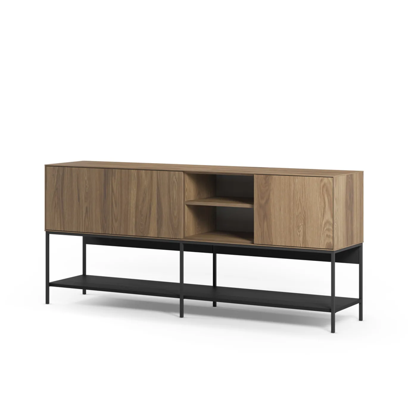 Dressoir Amira 3d2v 180cm Eiken-ud/zwart - Giga Meubel