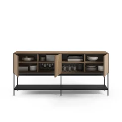Dressoir Amira 3d2v 180cm Eiken-ud/zwart - Giga Meubel