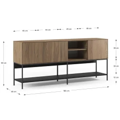 Dressoir Amira 3d2v 180cm Eiken-ud/zwart - Giga Meubel