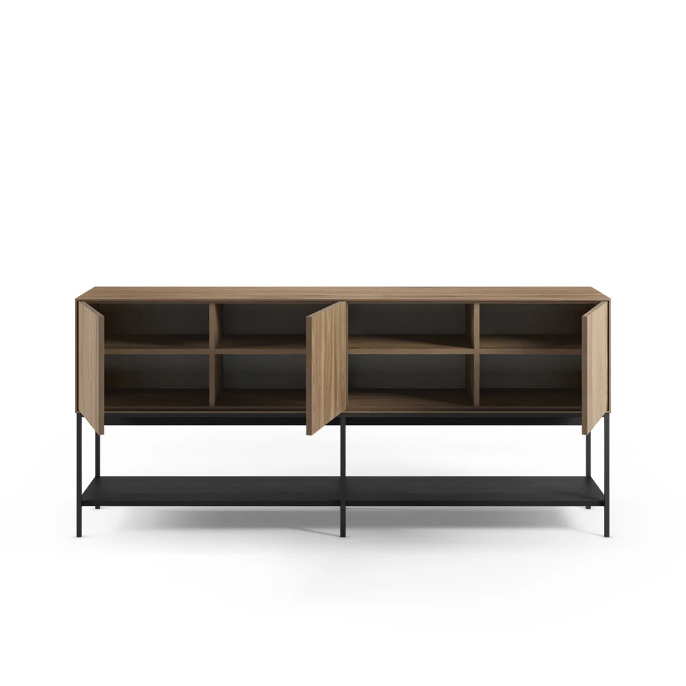 Dressoir Amira 3d2v 180cm Eiken-ud/zwart - Giga Meubel