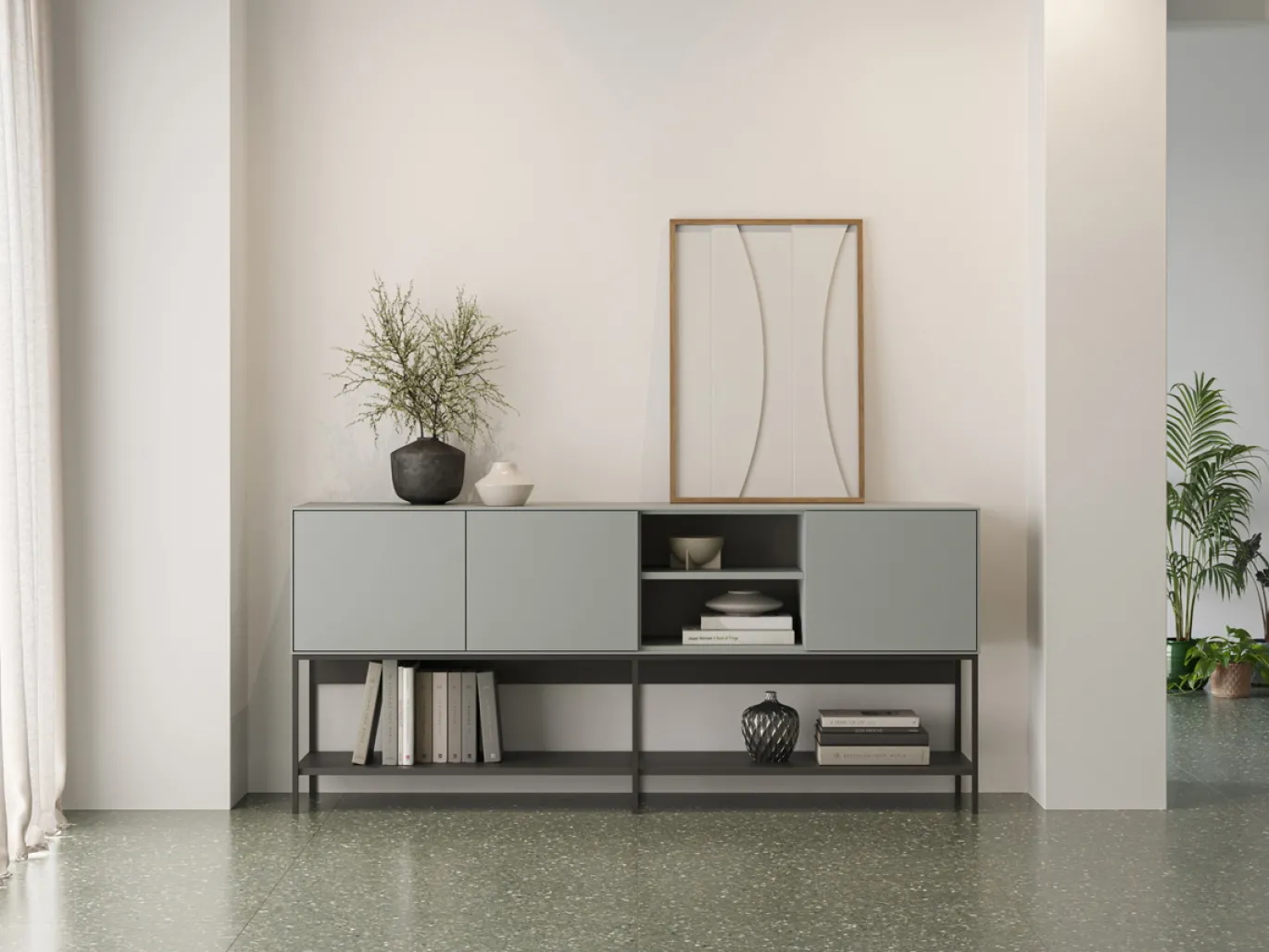 Dressoir Amira 3d2v 180cm Groen/zwart - Giga Meubel