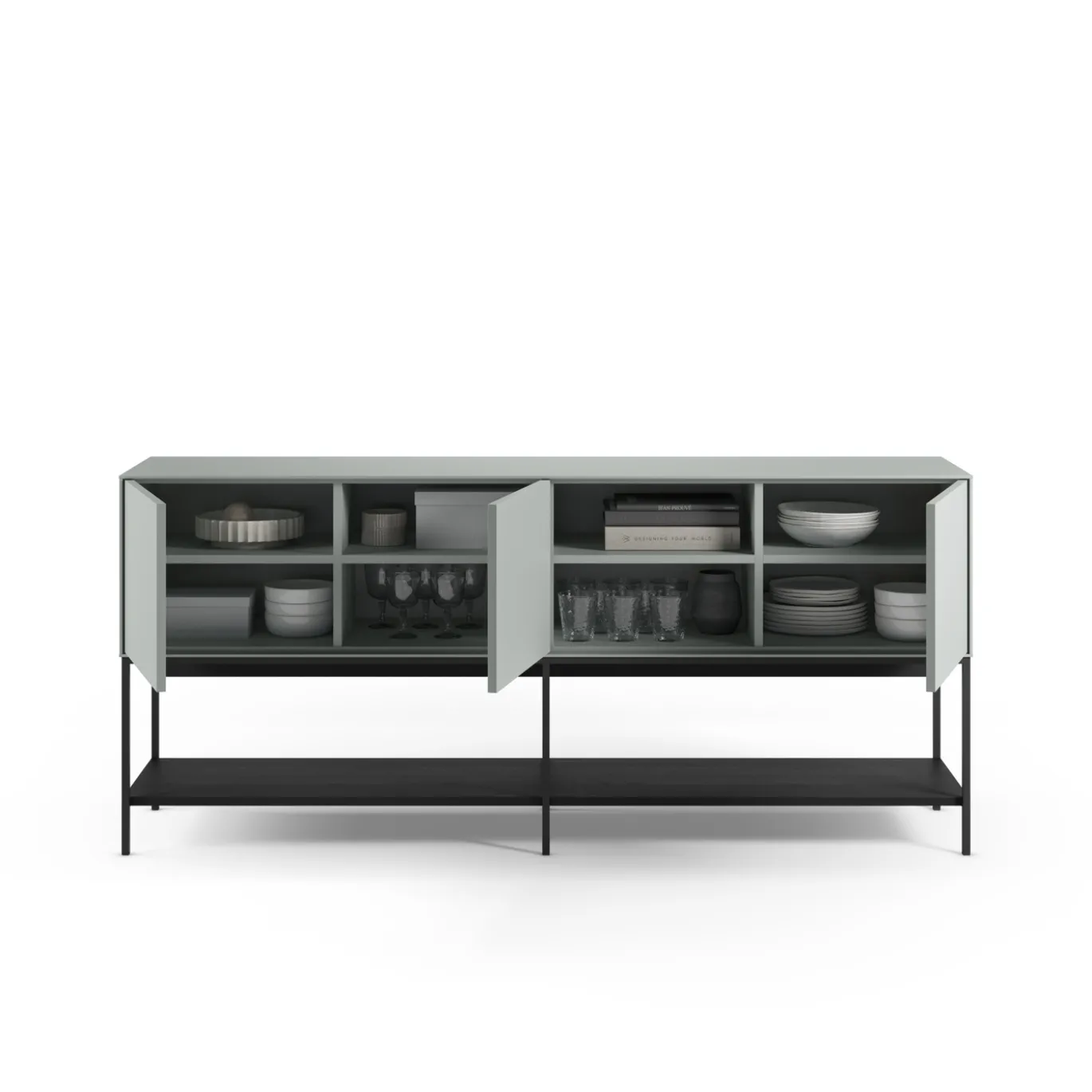 Dressoir Amira 3d2v 180cm Groen/zwart - Giga Meubel