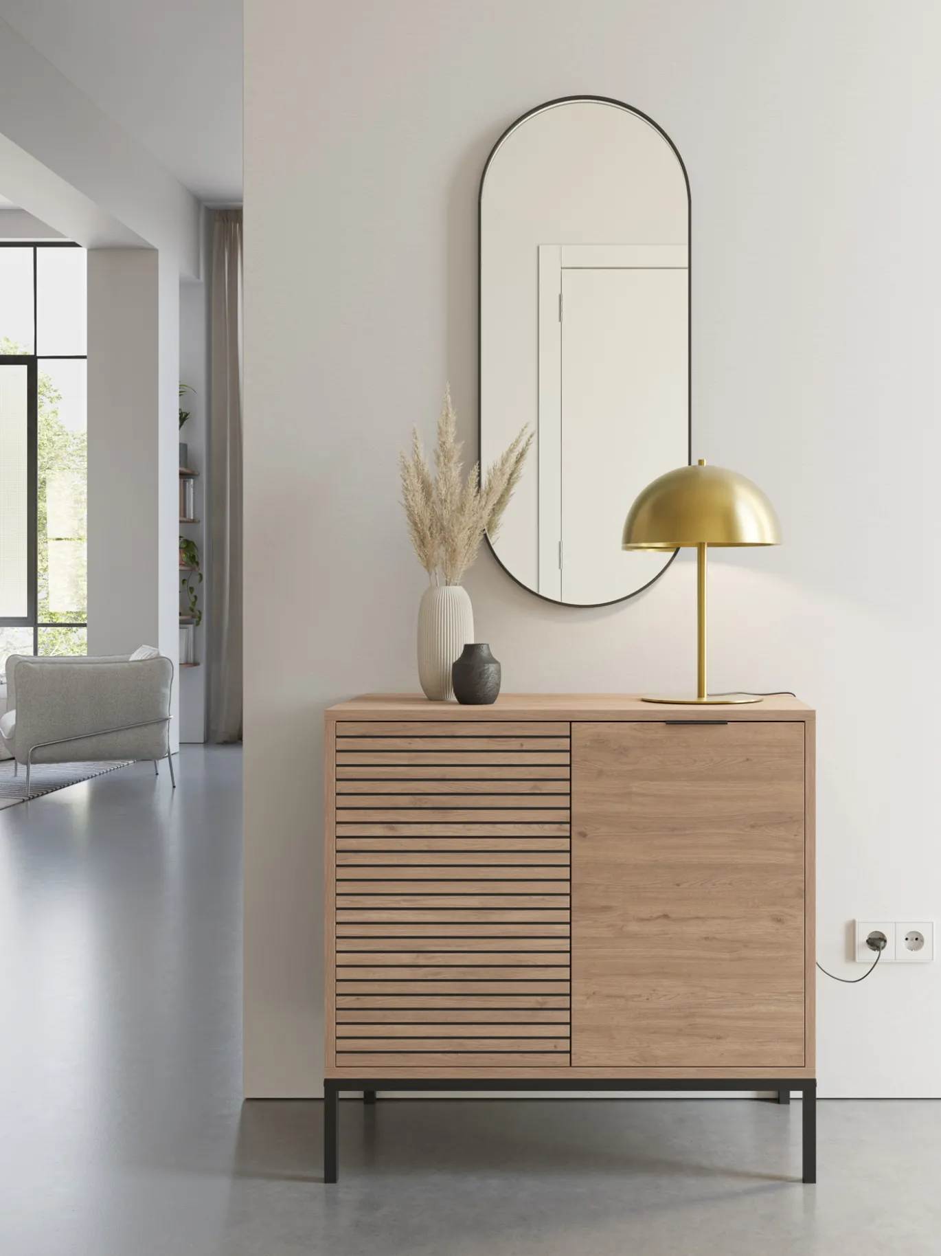 Dressoir Ariel 2d Naturel met Metaal - Giga Meubel