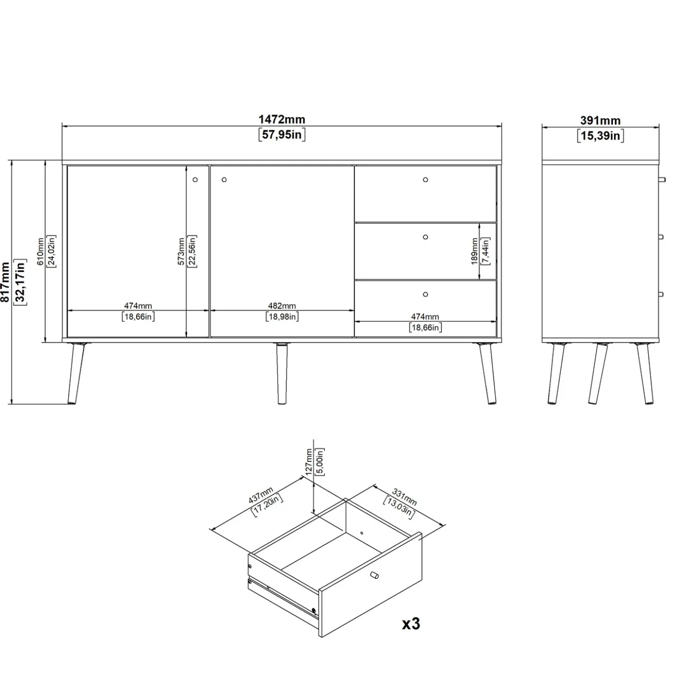 Dressoir Bodo Matgrijs - Giga Living